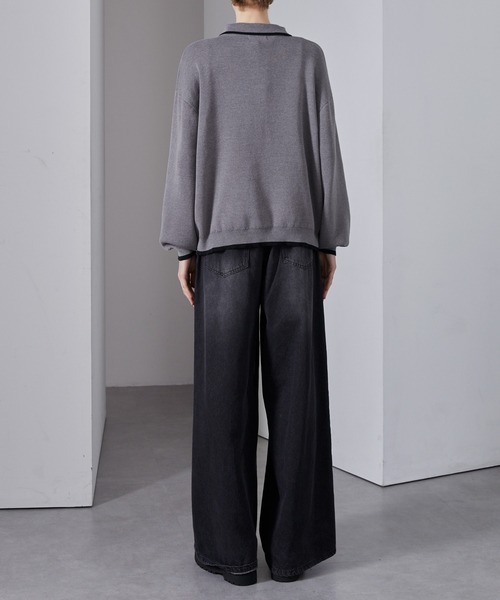 Loose/ルース（ルース）の「配色ライン ショートダブルジップニットカーデ（カーディガン/ボレロ・メンズ・ブラック/グレー/ピンク・S/L/M）」の21枚目の写真