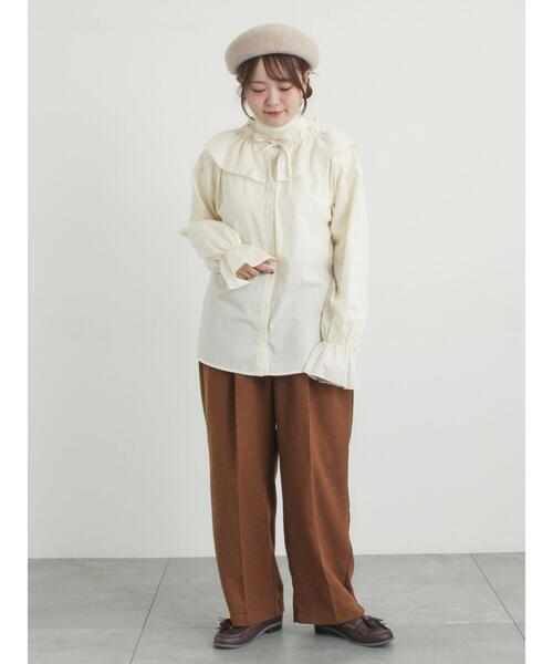 Samansa Mos2（サマンサ モスモス）の「【帯電防止裏地】ツータックストレートパンツ《M/Lサイズ》（その他パンツ・レディース・ブラウン/チャコールグレー/ベージュ・L/M）」の4枚目の写真