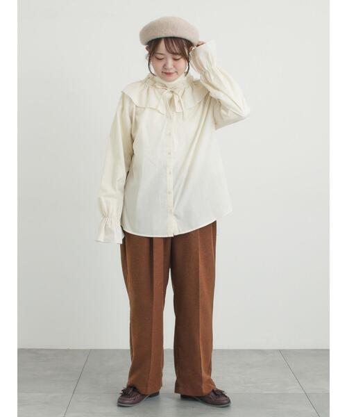 Samansa Mos2（サマンサ モスモス）の「【帯電防止裏地】ツータックストレートパンツ《M/Lサイズ》（その他パンツ・レディース・ブラウン/チャコールグレー/ベージュ・L/M）」の5枚目の写真