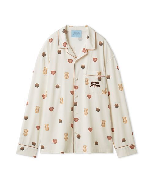 Gelato Pique クリーム色ルームウェア gelato pique（ジェラートピケ） SALE30%OFF オム sleeping cat 総柄