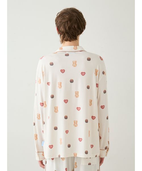 gelato piqueジェラートピケ 総柄　パジャマシャツ　ハート gelato pique（ジェラートピケ） パジャマ ルームウェア 「ONLINE限定