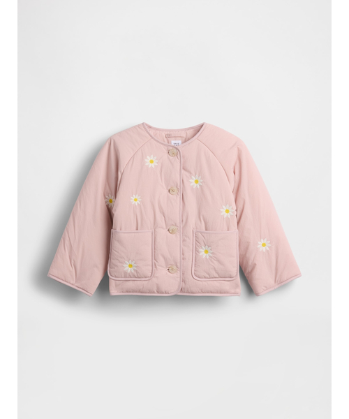 GAP(ギャップ)の「フローラル刺しゅう キルティングジャケット (幼児・ベビー)(その他アウター・キッズ・ピンク・80cm/90cm/95cm/100cm/105cm/110cm)」の1枚目の写真