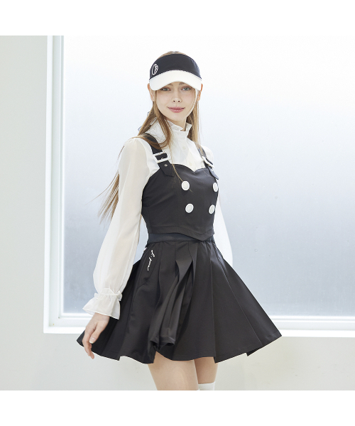 J.JANE(ジェイジェーン)の「プリーツサスペンダーワンピース (ブラック)(ワンピース・レディース・ブラック・S/XS/M)」の1枚目の写真