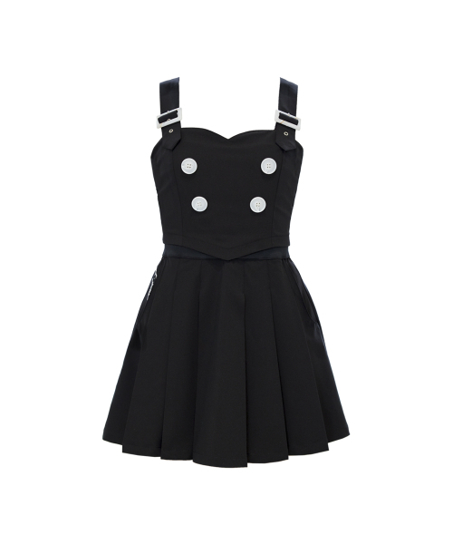 J.JANE(ジェイジェーン)の「プリーツサスペンダーワンピース (ブラック)(ワンピース・レディース・ブラック・S/XS/M)」の2枚目の写真