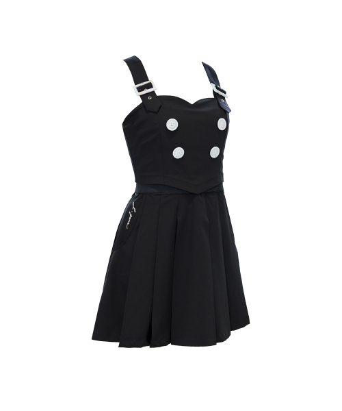 J.JANE(ジェイジェーン)の「プリーツサスペンダーワンピース (ブラック)(ワンピース・レディース・ブラック・S/XS/M)」の3枚目の写真