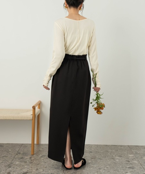 hinari（ヒナリ）の「Iラインリボンスカート（スカート・レディース・ライトベージュ/ブラック・SMALL/X-SMALL/FREE）」の17枚目の写真