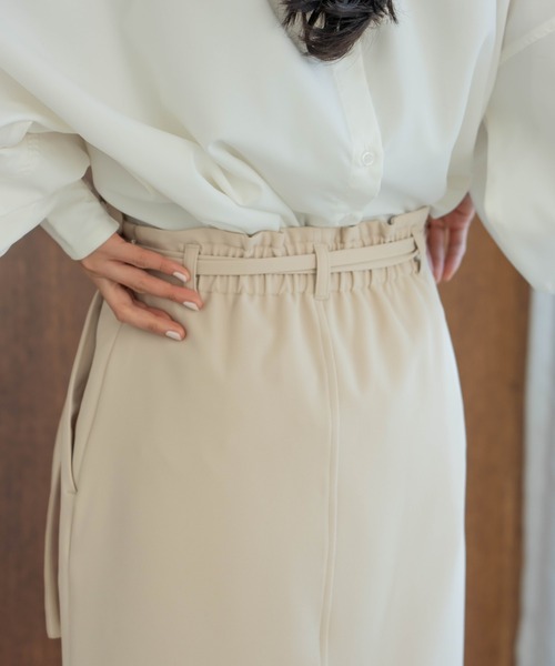 hinari（ヒナリ）の「Iラインリボンスカート（スカート・レディース・ライトベージュ/ブラック・SMALL/X-SMALL/FREE）」の20枚目の写真