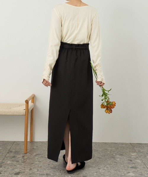 hinari（ヒナリ）の「Iラインリボンスカート（スカート・レディース・ライトベージュ/ブラック・SMALL/X-SMALL/FREE）」の11枚目の写真