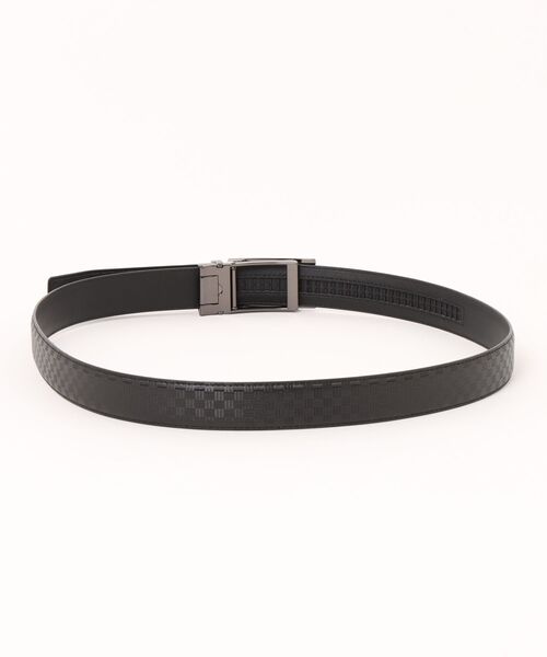 TAKA-Q(タカキュー)の「【アジャストフリー 表牛革】タカキュー 市松型押しベルト(ベルト・メンズ・ブラック/ネイビー・FREE)」の3枚目の写真