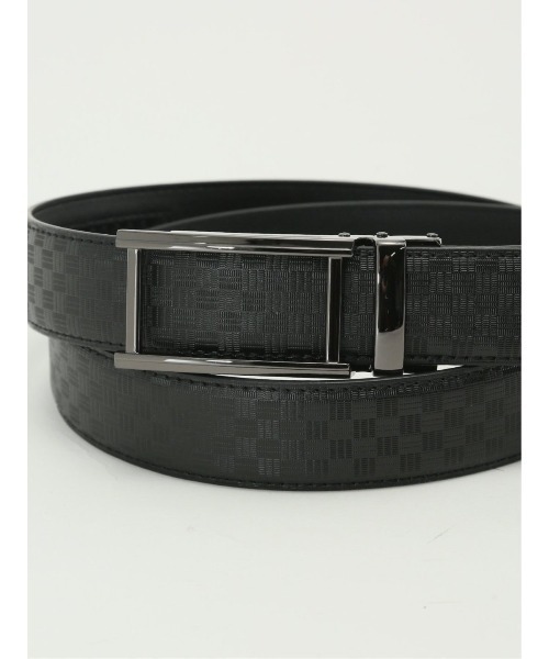 TAKA-Q(タカキュー)の「【アジャストフリー 表牛革】タカキュー 市松型押しベルト(ベルト・メンズ・ブラック/ネイビー・FREE)」の5枚目の写真