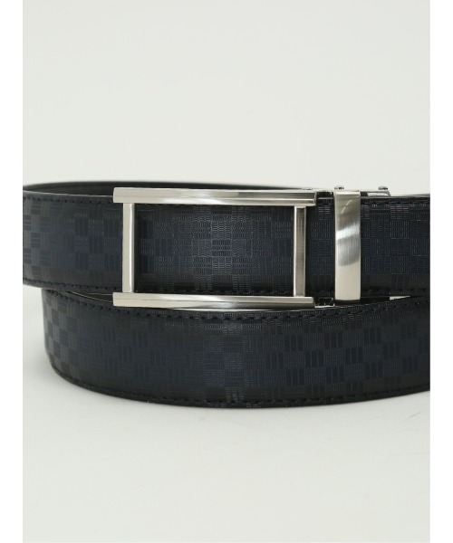 TAKA-Q(タカキュー)の「【アジャストフリー 表牛革】タカキュー 市松型押しベルト(ベルト・メンズ・ブラック/ネイビー・FREE)」の9枚目の写真