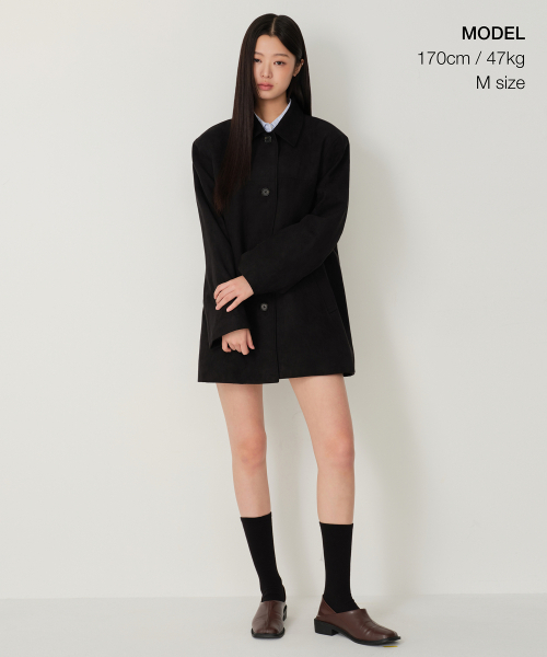 セール】ウィメンズ シンセティックスエード カーコート [ブラック