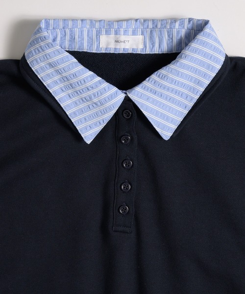 MUHET(ミュエータ)の「layered-like polo sweat top / レイヤード風ポロスウェット(スウェット・レディース・ネイビー/ブラウン/杢グレー・FREE)」の22枚目の写真