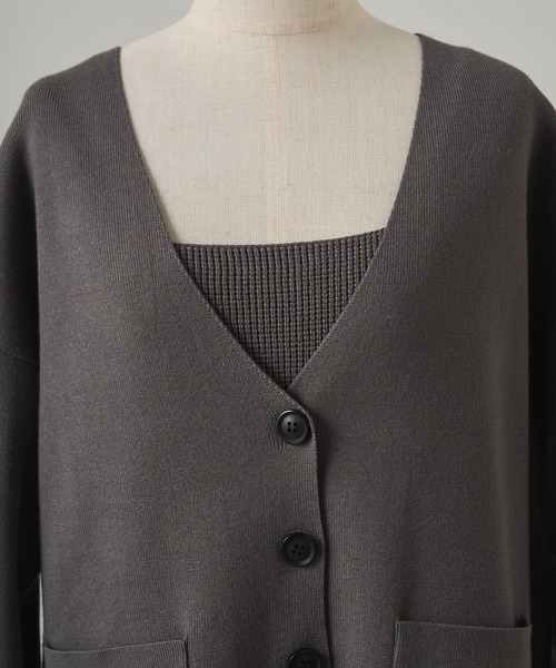 PUAL CE CIN（ピュアルセシン）の「【3点セット】ニットカーデ/ニットパンツ/ニットインナー（ニット/セーター・レディース・チャコールグレー/グレイッシュベージュ・FREE）」の4枚目の写真