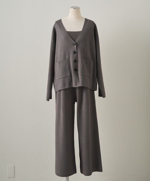 PUAL CE CIN（ピュアルセシン）の「【3点セット】ニットカーデ/ニットパンツ/ニットインナー（ニット/セーター・レディース・チャコールグレー/グレイッシュベージュ・FREE）」の13枚目の写真