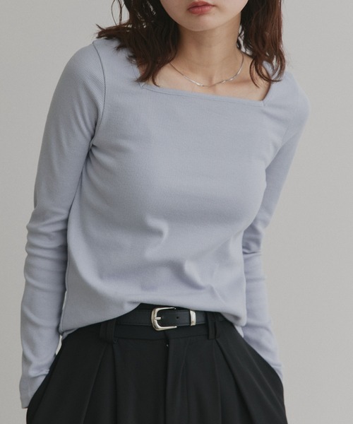 ad thie(アドティエ)の「アソート ボートネック スクエアネック リブトップス(Tシャツ/カットソー・レディース・グレー系2/ブルー系2/ブラック系2/ホワイト系2/ホワイト系1/グレー系1/ブラック系1/ブルー系1/レッド系2/レッド系1・LARGE/MEDIUM)」の15枚目の写真