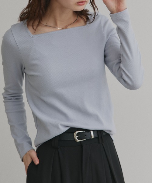 ad thie(アドティエ)の「アソート ボートネック スクエアネック リブトップス(Tシャツ/カットソー・レディース・グレー系2/ブルー系2/ブラック系2/ホワイト系2/ホワイト系1/グレー系1/ブラック系1/ブルー系1/レッド系2/レッド系1・LARGE/MEDIUM)」の16枚目の写真