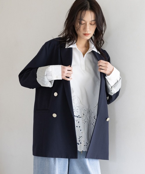 Elura（エルーラ）の「スカラップレースブラウス/655732（シャツ/ブラウス・レディース・ライトイエロー/ネイビー/ホワイト・FREE）」の5枚目の写真