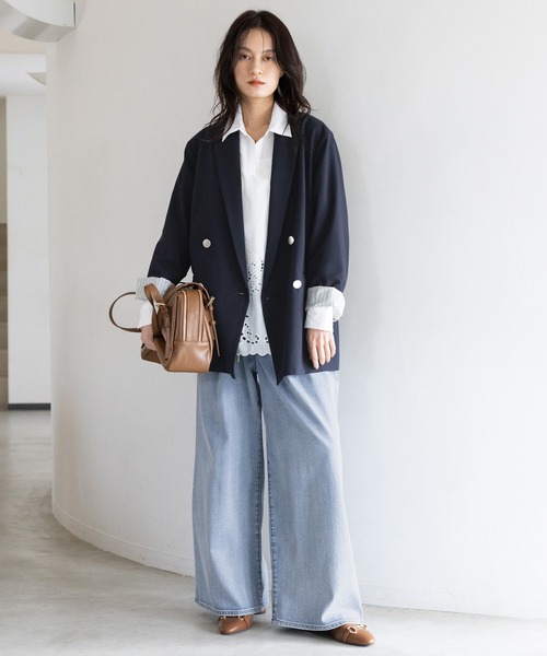 Elura（エルーラ）の「スカラップレースブラウス/655732（シャツ/ブラウス・レディース・ライトイエロー/ネイビー/ホワイト・FREE）」の7枚目の写真