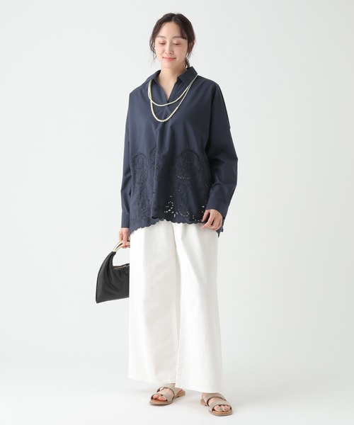 Elura（エルーラ）の「スカラップレースブラウス/655732（シャツ/ブラウス・レディース・ライトイエロー/ネイビー/ホワイト・FREE）」の16枚目の写真