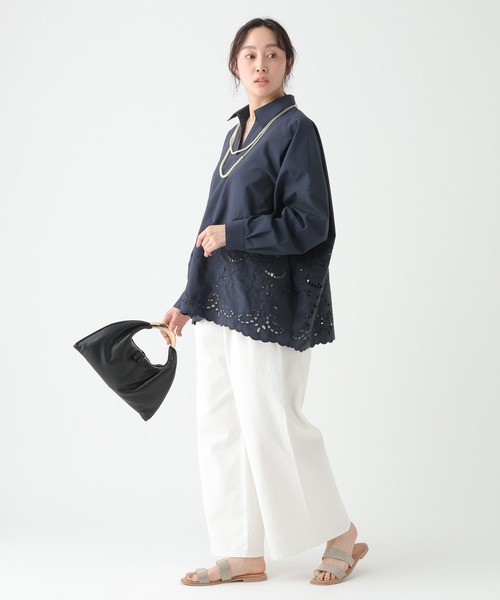 Elura（エルーラ）の「スカラップレースブラウス/655732（シャツ/ブラウス・レディース・ライトイエロー/ネイビー/ホワイト・FREE）」の17枚目の写真