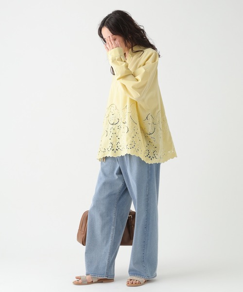 Elura（エルーラ）の「スカラップレースブラウス/655732（シャツ/ブラウス・レディース・ライトイエロー/ネイビー/ホワイト・FREE）」の13枚目の写真