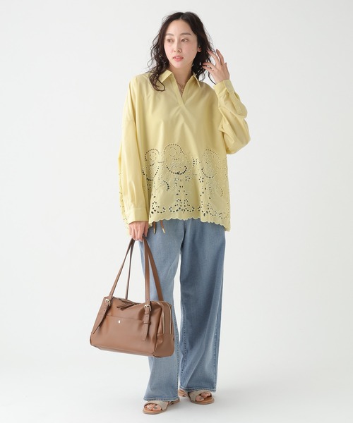Elura（エルーラ）の「スカラップレースブラウス/655732（シャツ/ブラウス・レディース・ライトイエロー/ネイビー/ホワイト・FREE）」の14枚目の写真