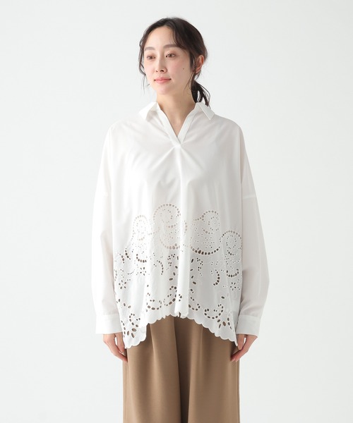 Elura（エルーラ）の「スカラップレースブラウス/655732（シャツ/ブラウス・レディース・ライトイエロー/ネイビー/ホワイト・FREE）」の18枚目の写真