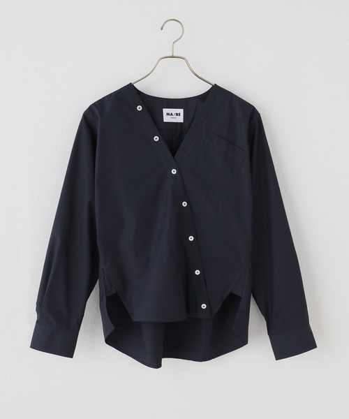 IENA(イエナ)の「MA/RE/マレ カシュクールSHIRTS シャツ LIGHT COTTON 104 GR(シャツ/ブラウス・レディース・ブラック/ブルー系その他/ネイビー・FREE/MEDIUM)」の2枚目の写真