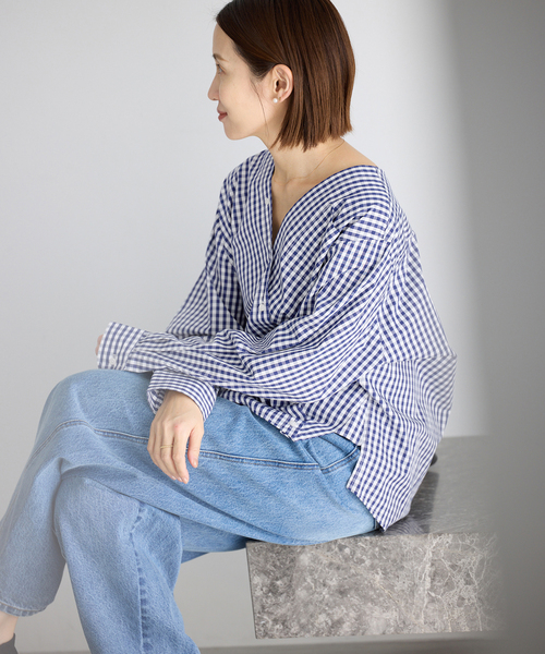 IENA(イエナ)の「MA/RE/マレ カシュクールSHIRTS シャツ LIGHT COTTON 104 GR(シャツ/ブラウス・レディース・ブラック/ブルー系その他/ネイビー・FREE/MEDIUM)」の17枚目の写真