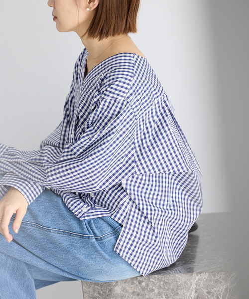 IENA(イエナ)の「MA/RE/マレ カシュクールSHIRTS シャツ LIGHT COTTON 104 GR(シャツ/ブラウス・レディース・ブラック/ブルー系その他/ネイビー・FREE/MEDIUM)」の18枚目の写真