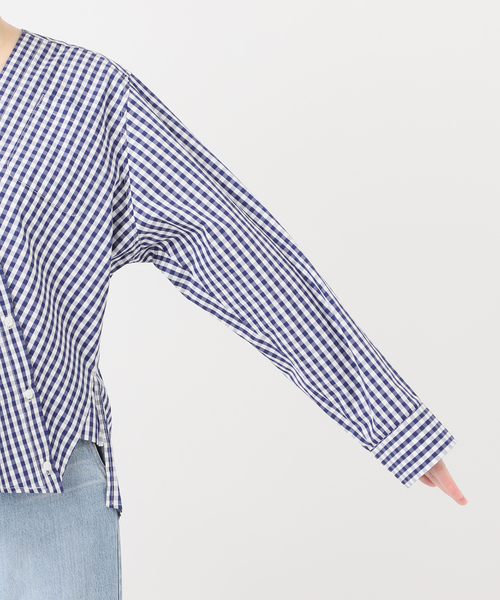 IENA(イエナ)の「MA/RE/マレ カシュクールSHIRTS シャツ LIGHT COTTON 104 GR(シャツ/ブラウス・レディース・ブラック/ブルー系その他/ネイビー・FREE/MEDIUM)」の11枚目の写真