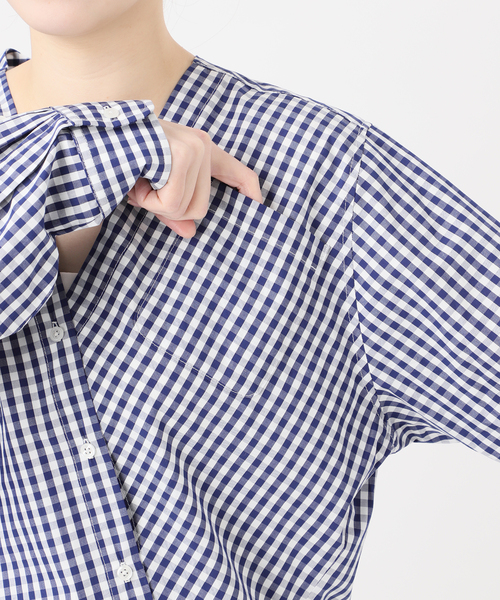 IENA(イエナ)の「MA/RE/マレ カシュクールSHIRTS シャツ LIGHT COTTON 104 GR(シャツ/ブラウス・レディース・ブラック/ブルー系その他/ネイビー・FREE/MEDIUM)」の13枚目の写真