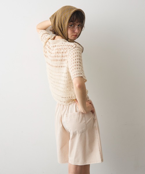 full/fill.（フルフィル）の「half sleeve crochet lace polo tops/ハーフスリーブクロシェレーストップス（ポロシャツ・レディース・ブラックミックス/ナチュラル/ブラック・FREE）」の21枚目の写真