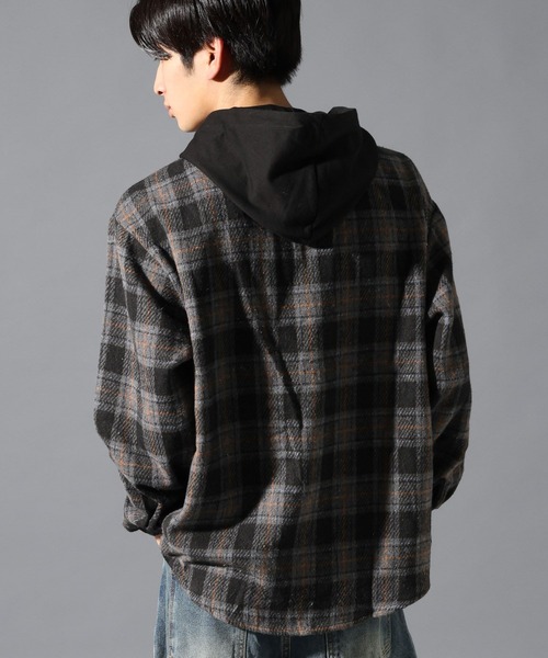 LAND MUSEUM(ランドミュージアム)の「【UNISEX】LAND MUSEUM/フード切り替え長袖シャツ(シャツ/ブラウス・メンズ・ブラック/ブルー・MEDIUM/SMALL/LARGE)」の14枚目の写真