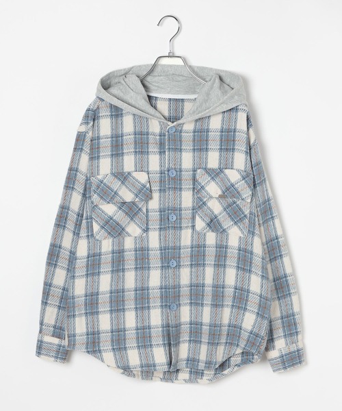 LAND MUSEUM(ランドミュージアム)の「【UNISEX】LAND MUSEUM/フード切り替え長袖シャツ(シャツ/ブラウス・メンズ・ブラック/ブルー・MEDIUM/SMALL/LARGE)」の17枚目の写真