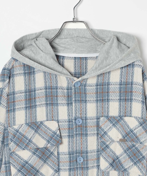 LAND MUSEUM(ランドミュージアム)の「【UNISEX】LAND MUSEUM/フード切り替え長袖シャツ(シャツ/ブラウス・メンズ・ブラック/ブルー・MEDIUM/SMALL/LARGE)」の18枚目の写真