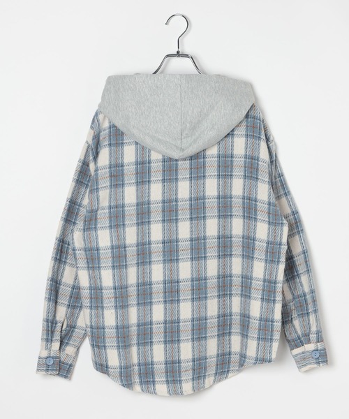 LAND MUSEUM(ランドミュージアム)の「【UNISEX】LAND MUSEUM/フード切り替え長袖シャツ(シャツ/ブラウス・メンズ・ブラック/ブルー・MEDIUM/SMALL/LARGE)」の22枚目の写真