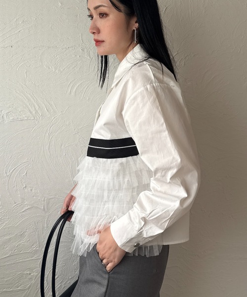 deux amour（ドゥーザムール）の「裾フリルセンターラインブラウス（シャツ/ブラウス・レディース・ホワイト/ブラック・M～Ｌ）」の15枚目の写真