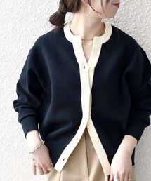 SHIPS any | SHIPS any:〈手洗い可能〉バイカラー スキッパー ニット カーディガン(カーディガン/ボレロ)
