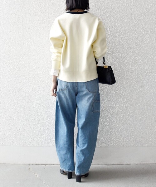 SHIPS any（シップス エニィ）の「SHIPS any:〈手洗い可能〉バイカラー スキッパー ニット カーディガン（カーディガン/ボレロ・レディース・ネイビー/その他/オフホワイト・ONE SIZE）」の5枚目の写真