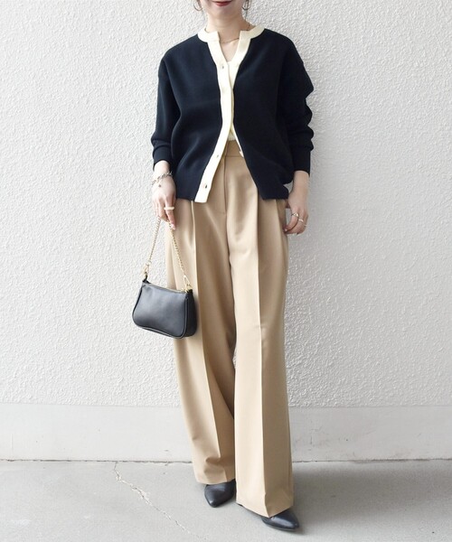 SHIPS any（シップス エニィ）の「SHIPS any:〈手洗い可能〉バイカラー スキッパー ニット カーディガン（カーディガン/ボレロ・レディース・ネイビー/その他/オフホワイト・ONE SIZE）」の10枚目の写真