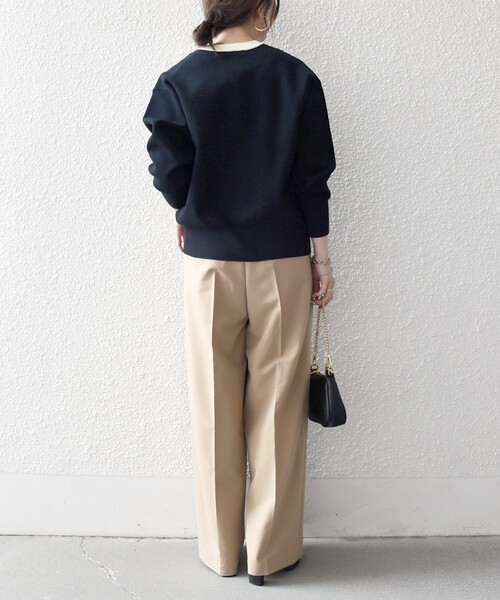 SHIPS any（シップス エニィ）の「SHIPS any:〈手洗い可能〉バイカラー スキッパー ニット カーディガン（カーディガン/ボレロ・レディース・ネイビー/その他/オフホワイト・ONE SIZE）」の11枚目の写真