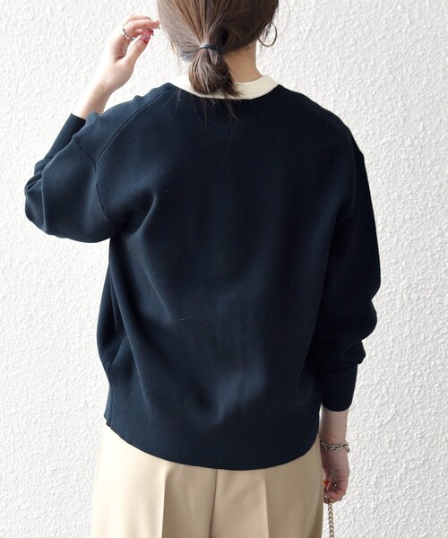 SHIPS any（シップス エニィ）の「SHIPS any:〈手洗い可能〉バイカラー スキッパー ニット カーディガン（カーディガン/ボレロ・レディース・ネイビー/その他/オフホワイト・ONE SIZE）」の15枚目の写真