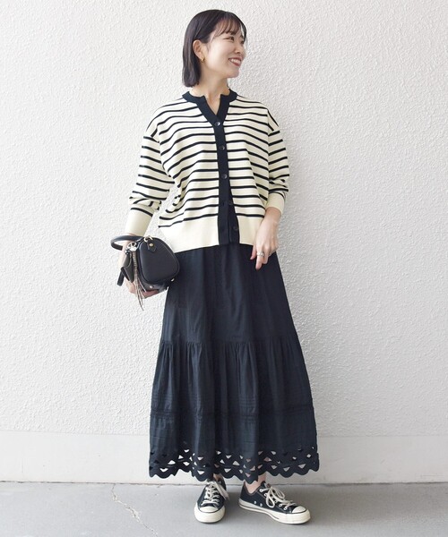 SHIPS any（シップス エニィ）の「SHIPS any:〈手洗い可能〉バイカラー スキッパー ニット カーディガン（カーディガン/ボレロ・レディース・ネイビー/その他/オフホワイト・ONE SIZE）」の17枚目の写真