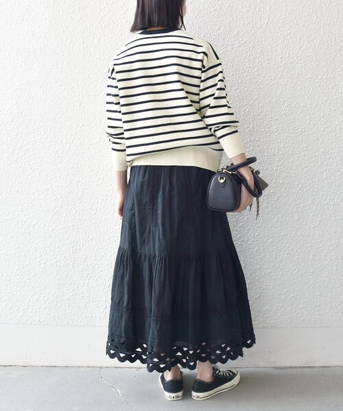 SHIPS any（シップス エニィ）の「SHIPS any:〈手洗い可能〉バイカラー スキッパー ニット カーディガン（カーディガン/ボレロ・レディース・ネイビー/その他/オフホワイト・ONE SIZE）」の18枚目の写真