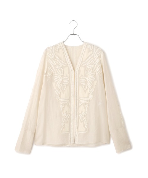 ADAM ET ROPE'(アダムエロペ)の「【EMOELLE】ステッチエンブロイダリーブラウス(シャツ/ブラウス・レディース・ホワイト/キナリ・FREE)」の11枚目の写真