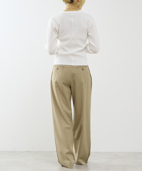 SOFFITTO(ソフィット)の「【A_/エース】≪防しわ・速乾≫サイドラインパンツ(その他パンツ・レディース・ホワイト/キャメル・S/M)」の8枚目の写真