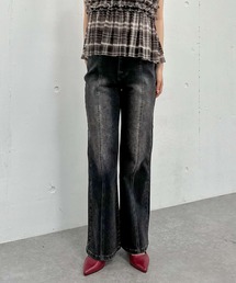 archives（アルシーヴ）の「オーバーダイタイトフレアストレッチデニム（デニムパンツ）」