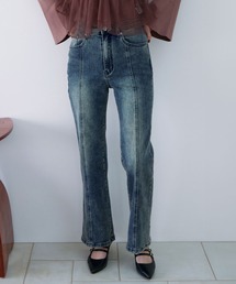 archives（アルシーヴ）の「オーバーダイタイトフレアストレッチデニム（デニムパンツ）」